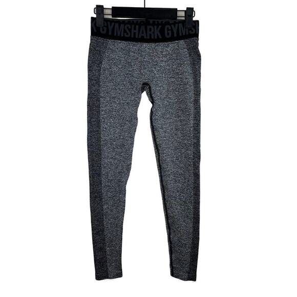 Gymshark Logo Band Athletic Leggings Flex Low Rise Grey Black Marl Size Small - Picture 2 of 7